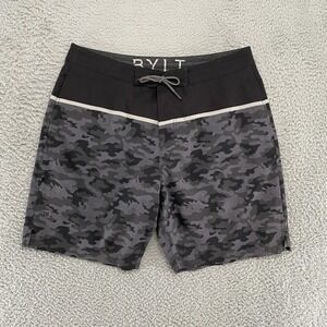 BYLT Coastal Board Shorts Mens 2XL Black Camo Swim Trunks Quick Dry Stretch